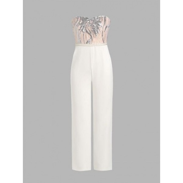 Sequined Pocket Bandeau Jumpsuit