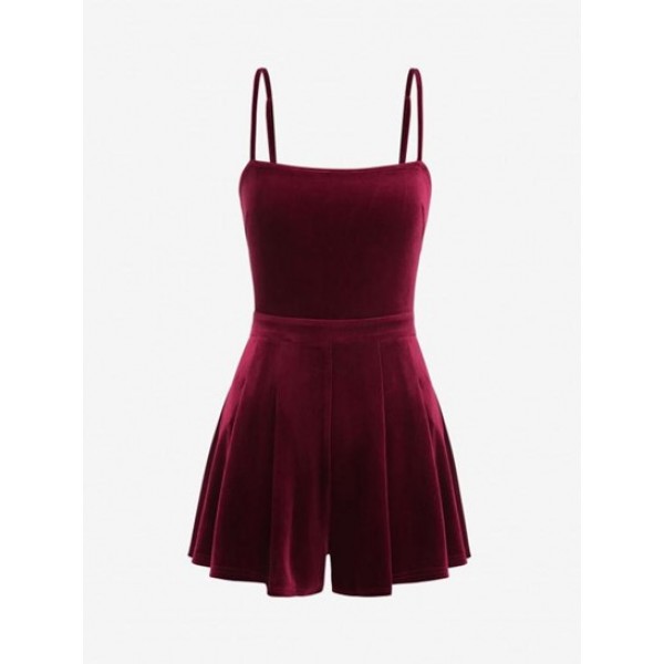 Velour Tie Back Wide Leg Romper
