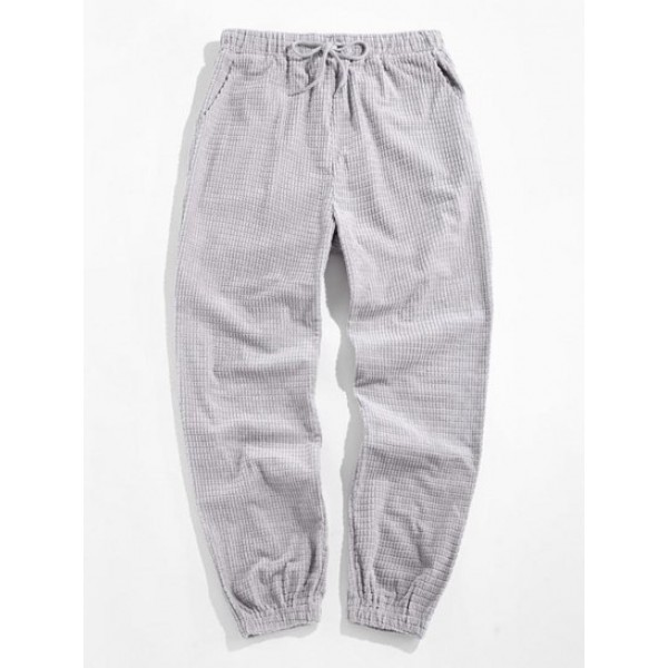 Drawstring Textured Corduroy Jogger Pants