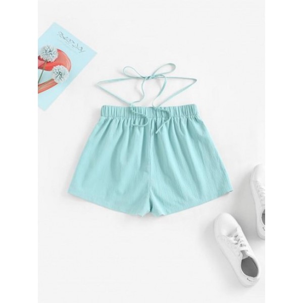 High Waisted Tie Back Built-in G-string Shorts High Waisted Tie Back Built-in G-string Shorts