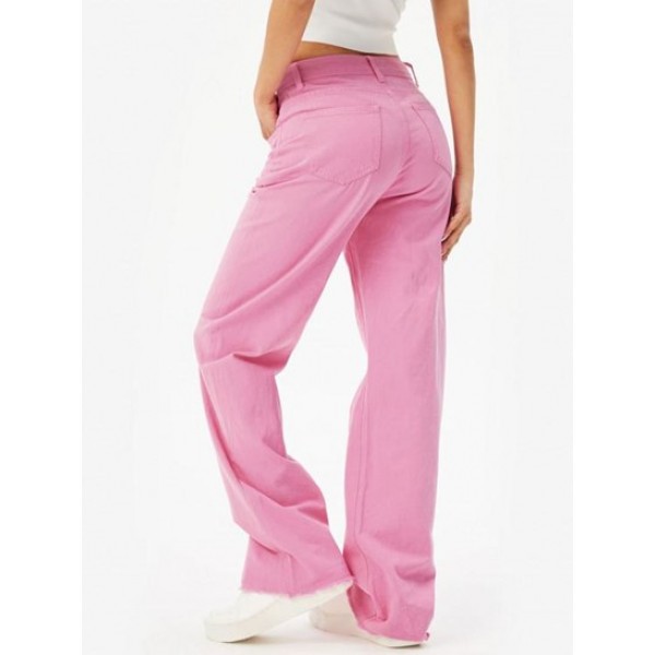 High Waisted Frayed Straight Jeans High Waisted Frayed Straight Jeans