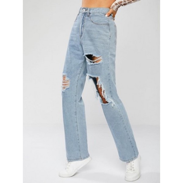 Ripped Light Wash Boyfriend Jeans Ripped Light Wash Boyfriend Jeans