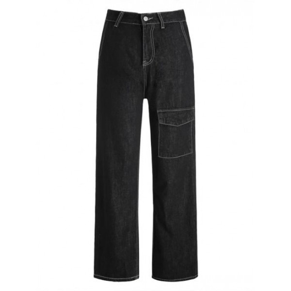 High Waisted Cargo Pocket Wide Leg Jeans High Waisted Cargo Pocket Wide Leg Jeans