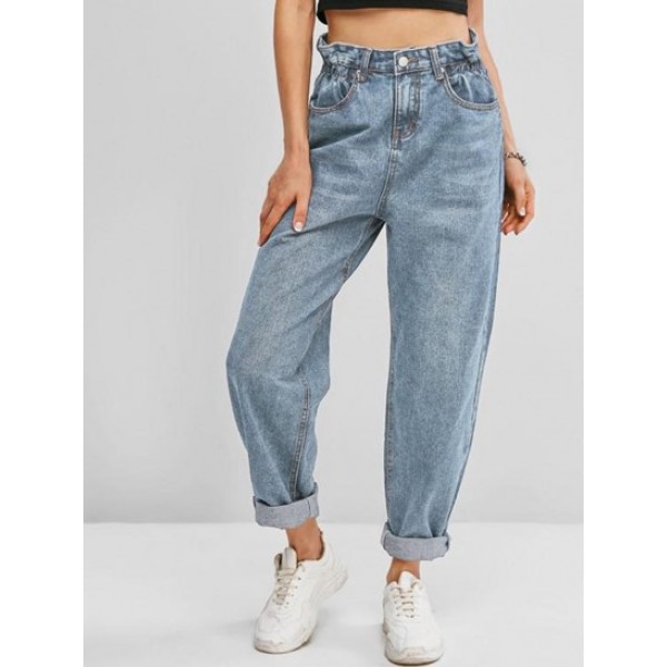 Pockets Bleach Wash Paperbag Jeans Pockets Bleach Wash Paperbag Jeans