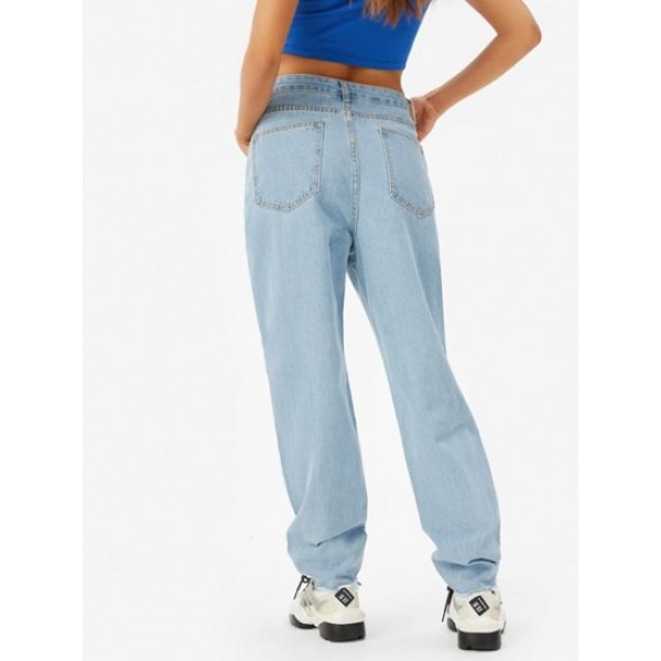 Frayed Light Wash Tapered Jeans Frayed Light Wash Tapered Jeans