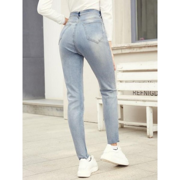 Faded Distressed Mid Rise Skinny Jeans Faded Distressed Mid Rise Skinny Jeans