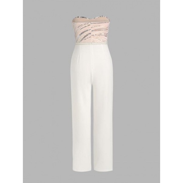 Sequined Pocket Bandeau Jumpsuit Sequined Pocket Bandeau Jumpsuit