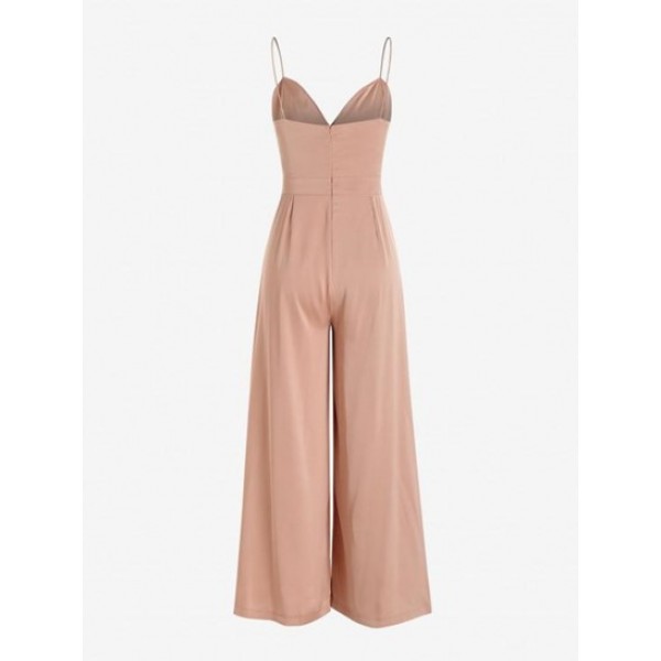 Pleated Detail Bungee Strap Wide Leg Jumpsuit Pleated Detail Bungee Strap Wide Leg Jumpsuit