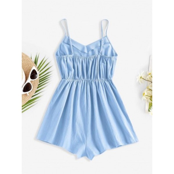 Cami Crochet Insert Wide Leg Romper Cami Crochet Insert Wide Leg Romper