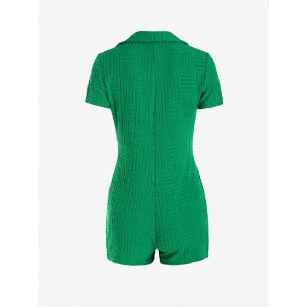 Terry Cloth Button Placket Unitard Romper Terry Cloth Button Placket Unitard Romper