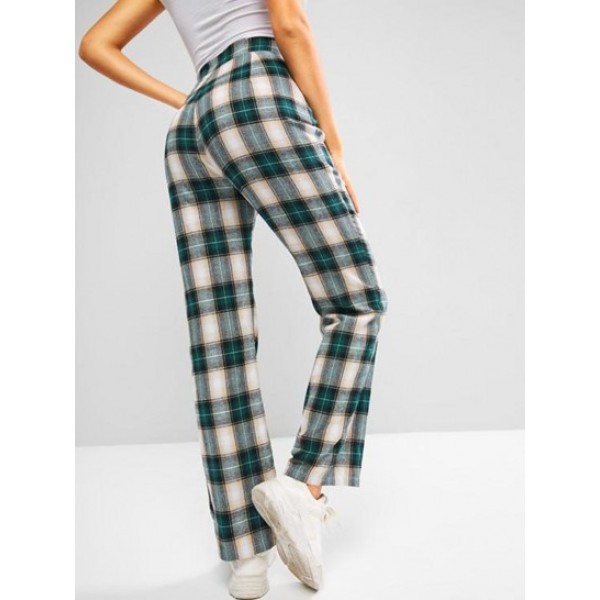 Plaid Flannel High Waisted Straight Pants Plaid Flannel High Waisted Straight Pants