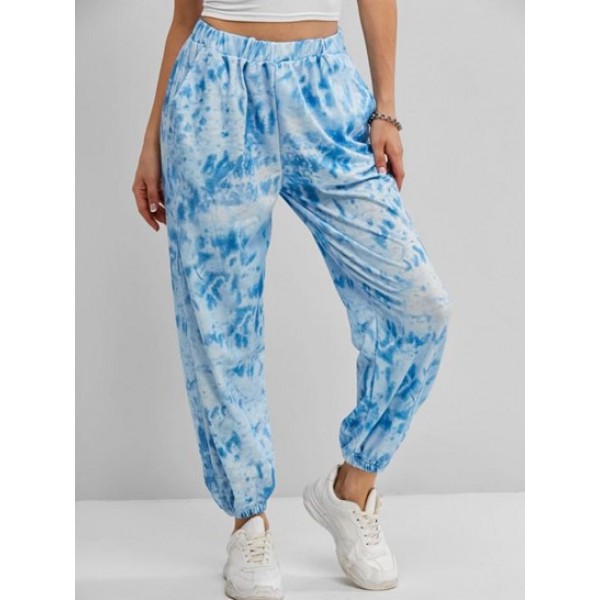 Tie Dye Pocket High Waisted Jogger Pants Tie Dye Pocket High Waisted Jogger Pants