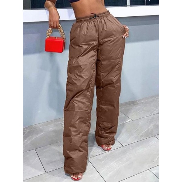 Pockets Toggle Drawstring Padded Quilted Pants Pockets Toggle Drawstring Padded Quilted Pants