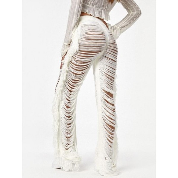 Fringed Distressed Knit Beach Pants Fringed Distressed Knit Beach Pants