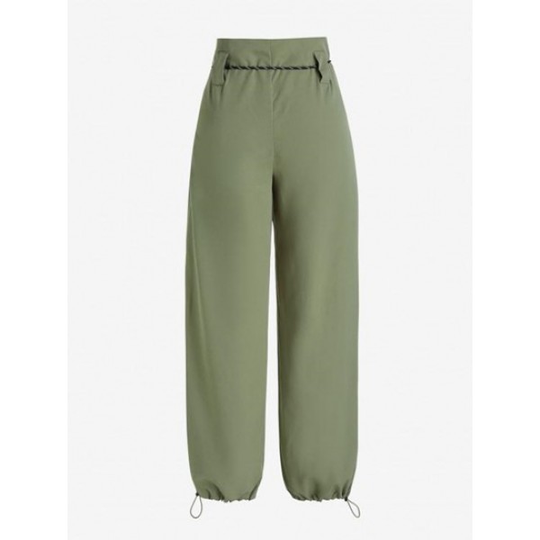 Toggle Drawstring Belted Jogger Pleated Pants Toggle Drawstring Belted Jogger Pleated Pants