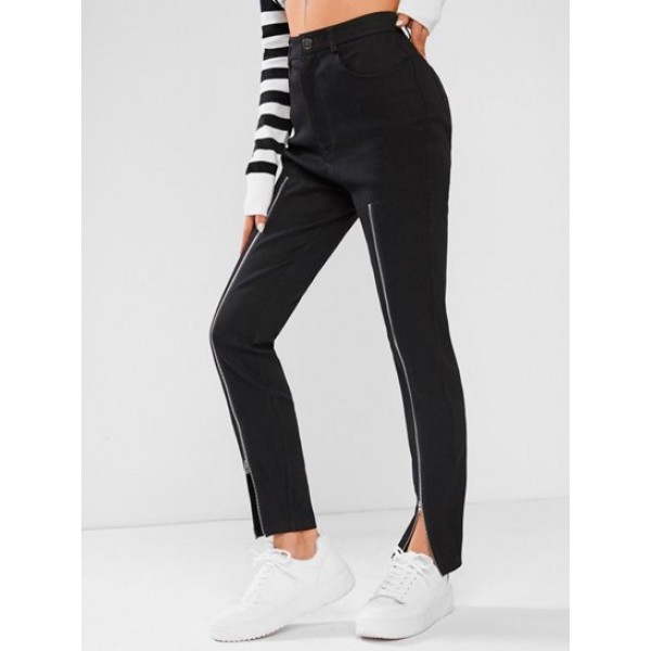 High Waisted Double Zipper Skinny Pants High Waisted Double Zipper Skinny Pants
