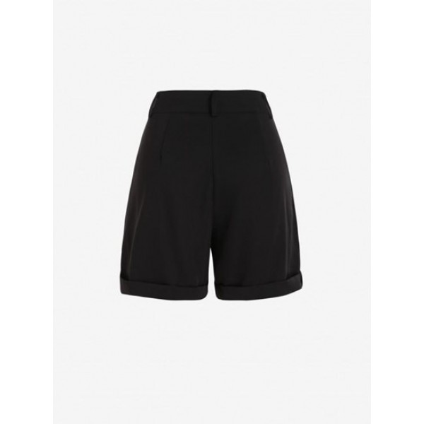 High Waisted Pocket Rolled Hem Tailored Shorts High Waisted Pocket Rolled Hem Tailored Shorts