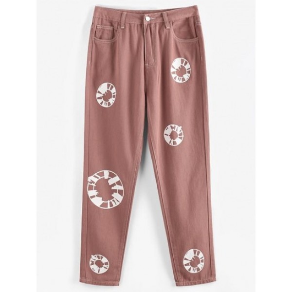 Colored Printed Tapered Jeans