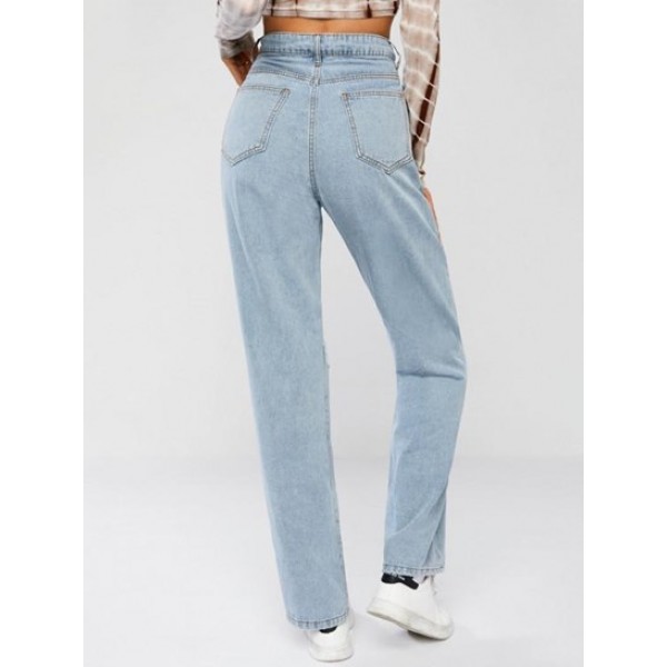 Ripped Light Wash Boyfriend Jeans Ripped Light Wash Boyfriend Jeans