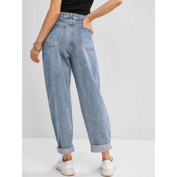 Pockets Bleach Wash Paperbag Jeans Pockets Bleach Wash Paperbag Jeans