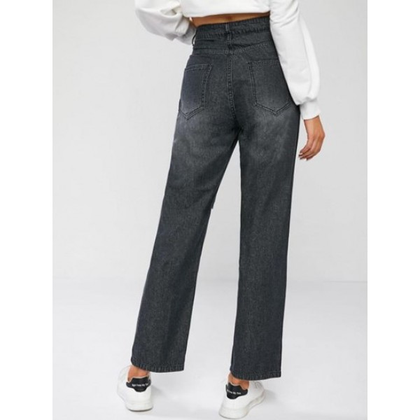 Ripped Distressed High Waist Boyfriend Jeans Ripped Distressed High Waist Boyfriend Jeans