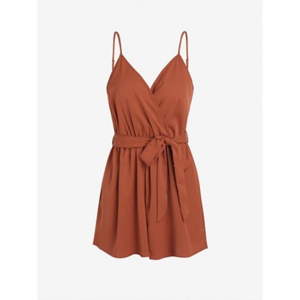 Cami Belted Wide Leg Surplice Romper Cami Belted Wide Leg Surplice Romper