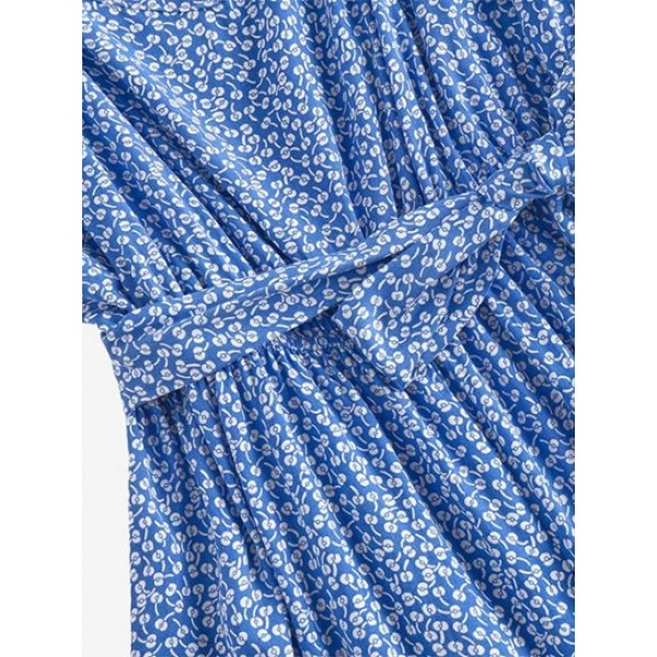 Flower Print Belted Wide Leg Romper Flower Print Belted Wide Leg Romper