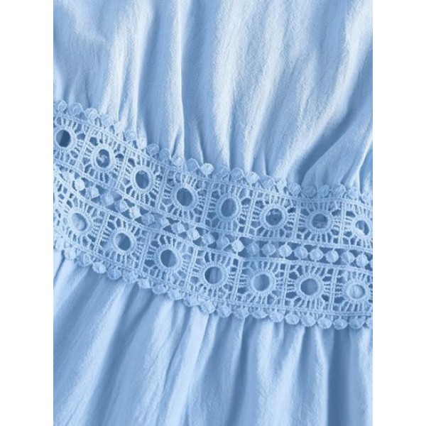 Cami Crochet Insert Wide Leg Romper Cami Crochet Insert Wide Leg Romper