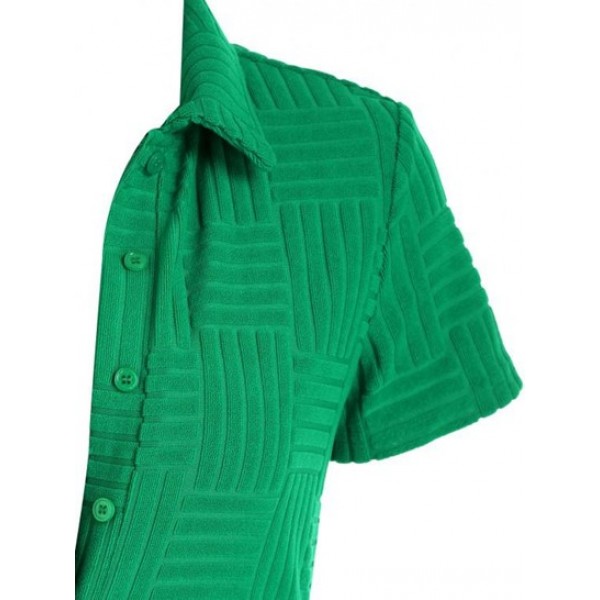 Terry Cloth Button Placket Unitard Romper Terry Cloth Button Placket Unitard Romper