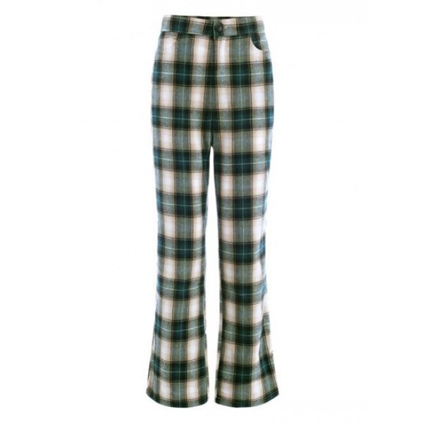 Plaid Flannel High Waisted Straight Pants Plaid Flannel High Waisted Straight Pants