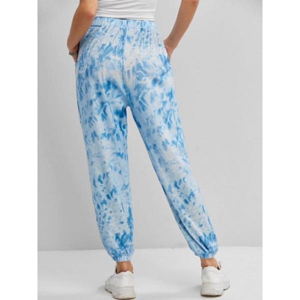 Tie Dye Pocket High Waisted Jogger Pants Tie Dye Pocket High Waisted Jogger Pants