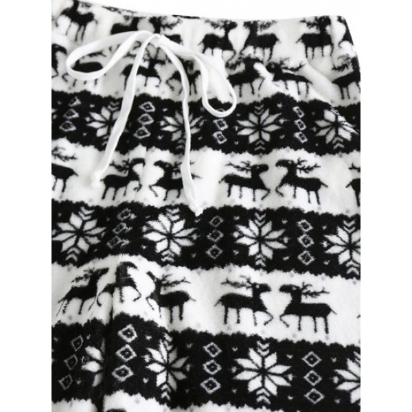 Christmas Elk Snowflake Fleece Pull On Pants Christmas Elk Snowflake Fleece Pull On Pants