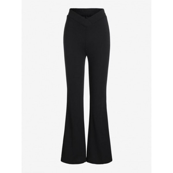V-waist Solid Flare Pants V-waist Solid Flare Pants