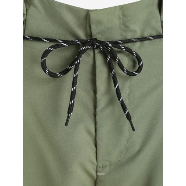 Toggle Drawstring Belted Jogger Pleated Pants Toggle Drawstring Belted Jogger Pleated Pants