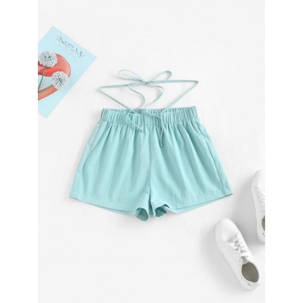 High Waisted Tie Back Built-in G-string Shorts High Waisted Tie Back Built-in G-string Shorts