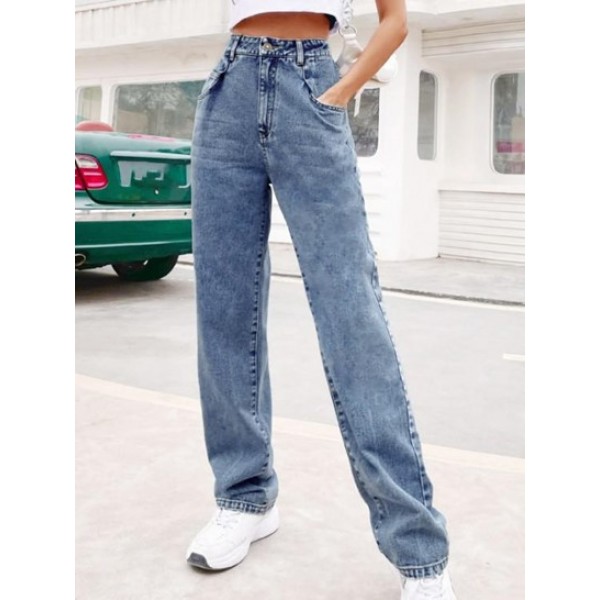 Acid Wash Straight Mom Jeans Acid Wash Straight Mom Jeans