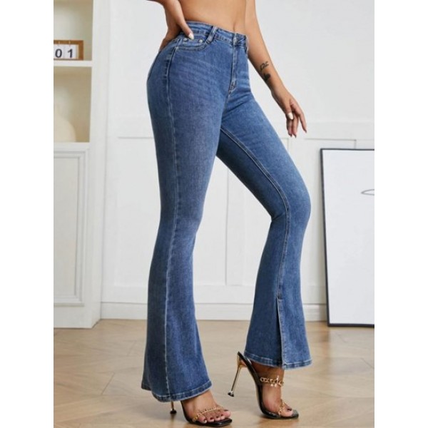 Split Hem High Waisted Flare Jeans Split Hem High Waisted Flare Jeans