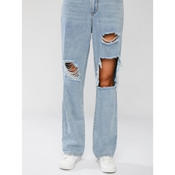 Ripped Light Wash Boyfriend Jeans Ripped Light Wash Boyfriend Jeans