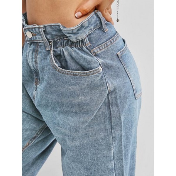 Pockets Bleach Wash Paperbag Jeans Pockets Bleach Wash Paperbag Jeans