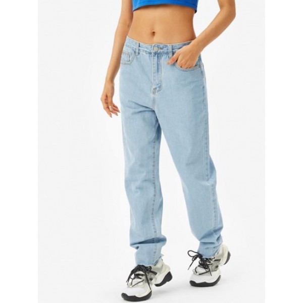 Frayed Light Wash Tapered Jeans Frayed Light Wash Tapered Jeans