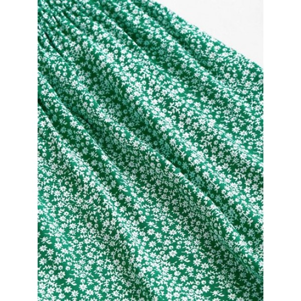 Tiny Floral Print Plunge Wide Leg Romper Tiny Floral Print Plunge Wide Leg Romper