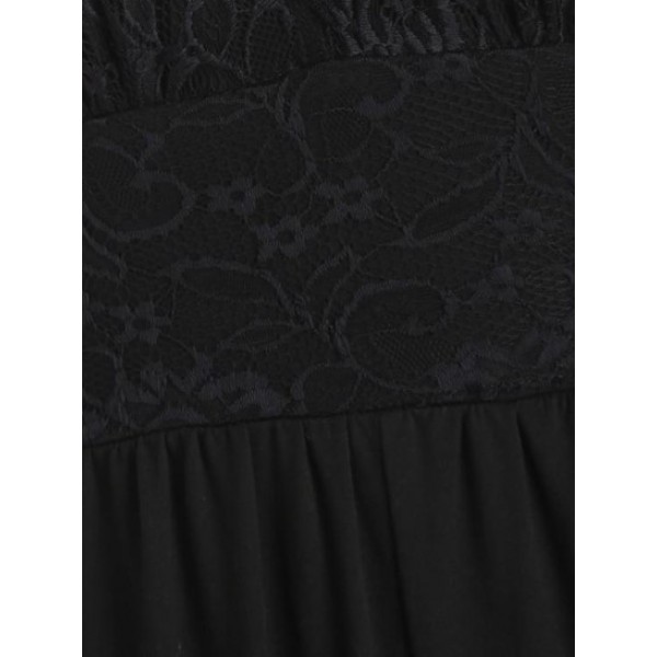 Lace Panel Sleeveless Solid Color Jumpsuit Lace Panel Sleeveless Solid Color Jumpsuit