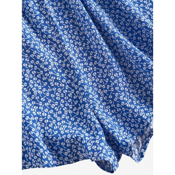 Flower Print Belted Wide Leg Romper Flower Print Belted Wide Leg Romper