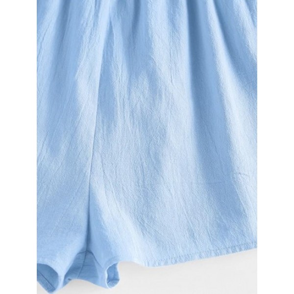 Cami Crochet Insert Wide Leg Romper Cami Crochet Insert Wide Leg Romper