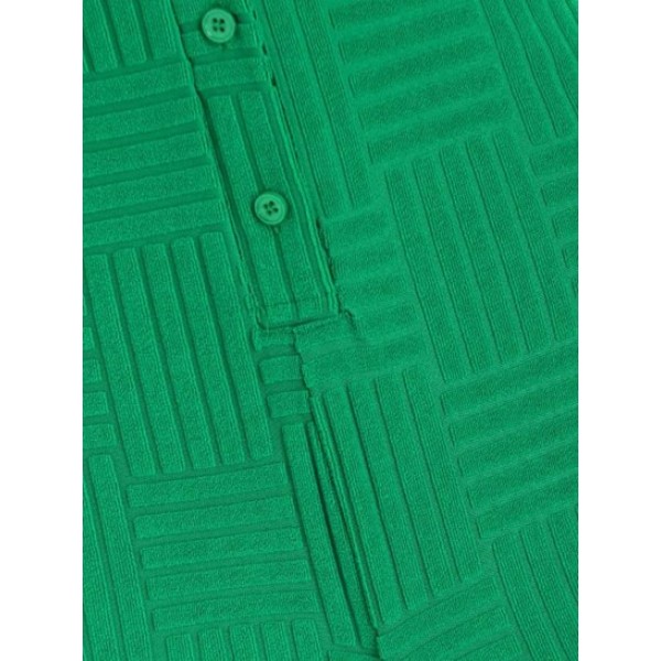 Terry Cloth Button Placket Unitard Romper Terry Cloth Button Placket Unitard Romper