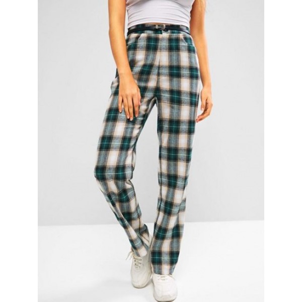 Plaid Flannel High Waisted Straight Pants Plaid Flannel High Waisted Straight Pants