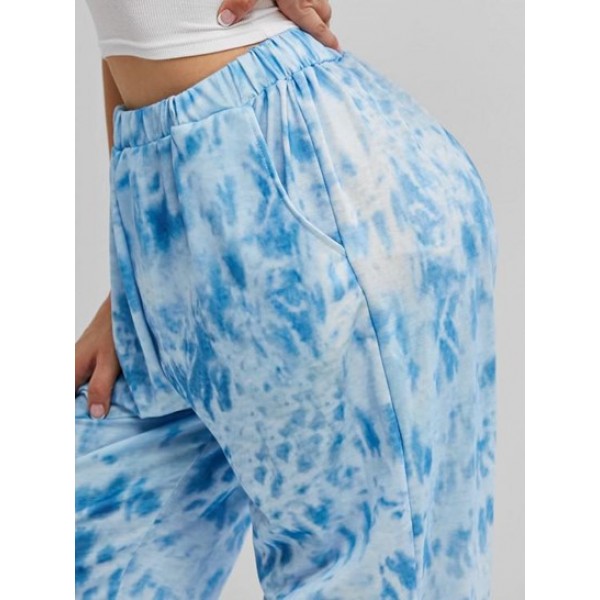 Tie Dye Pocket High Waisted Jogger Pants Tie Dye Pocket High Waisted Jogger Pants