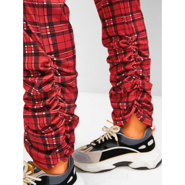 Plaid Pocket High Waisted Stacked Pants Plaid Pocket High Waisted Stacked Pants