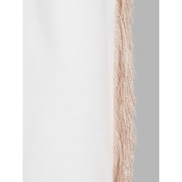 Split Hem Fringed Drawstring Straight Pants Split Hem Fringed Drawstring Straight Pants