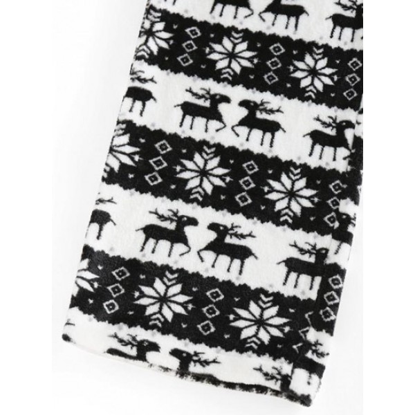 Christmas Elk Snowflake Fleece Pull On Pants Christmas Elk Snowflake Fleece Pull On Pants